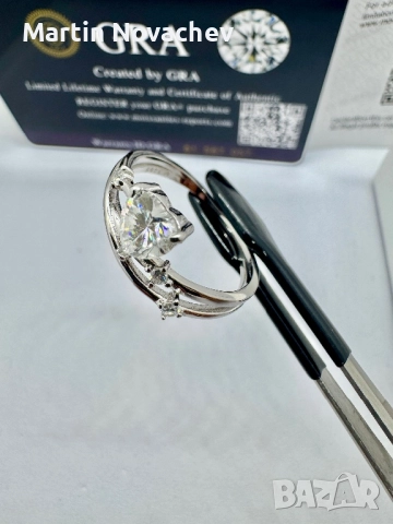 Сребърен пръстен с мойсанит (Диамант) 0.8 карата, снимка 9 - Пръстени - 51516725