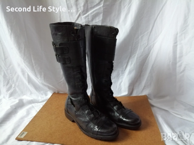 № 37 дамски ботуши с връзки естествена кожа, снимка 2 - Дамски ботуши - 53143409