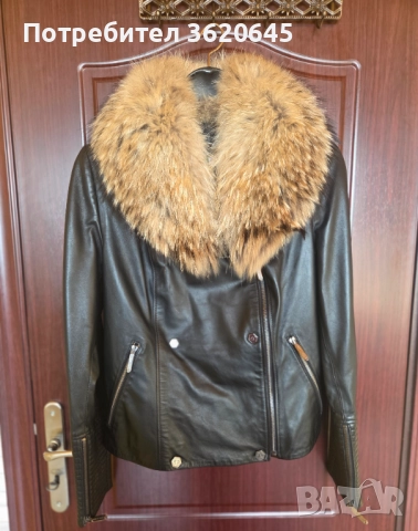Ново кожено дамско яке от естествена кожа и естествена пух