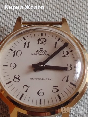 Стар механичен часовник MEISTER ANKLER ANTI-MAGNETIC с позлатена рамка за КОЛЕКЦИЯ 43088, снимка 2 - Други ценни предмети - 43905527