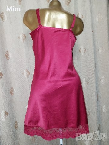 Orcanta L Червена сатенена нощница с дантела с пайети , снимка 3 - Нощници - 43043724