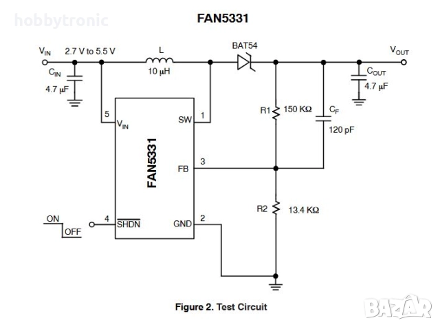FAN5331SX step up, serial LED driver 2.7-5.5V до 20V , снимка 2 - Друга електроника - 51873404