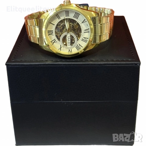 Елегантен и прецизен мъжки златист часовник LEIYI, снимка 4 - Мъжки - 52278944