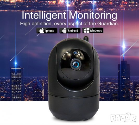 Камера за видеонаблюдение, wifi камера IP, охранителна камера, Бебефон, въртяща с микрофон, V380 pro