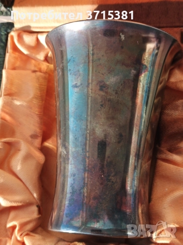 Посребрен комплект - чаша със салфетник, снимка 3 - Други ценни предмети - 52162432