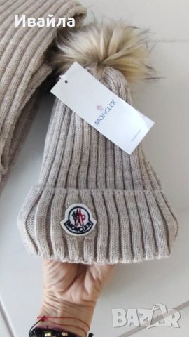 Moncler нов комплект шал и шапка, снимка 5 - Шапки - 43950882