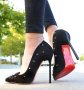 Обувки на ток - черен велур - 167, снимка 1 - Дамски обувки на ток - 43812479