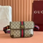 чанта Gucci GG Supreme Jacquard Belt Bag Grey & Black, снимка 5