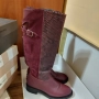 Ботуши от естествена кожа в цвят бордо , снимка 3