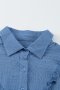 Дамска риза с дълъг ръкав и къдрички в син цвят, снимка 9