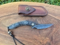 Уникален сгъваем ръчно изработен нож,Дамаска стомана VG10 с кания, снимка 3
