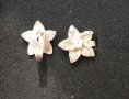 Сребърни обеци с циркони - цветя / проба 925 