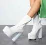 Боти на ток - бяла кожа - NA7, снимка 2