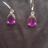 Красиви Дамски обеци с пурпурни камъчета, снимка 1 - Обеци - 35081851