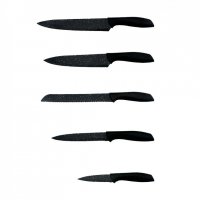 Комплект ножoве ZEPHYR ZP 1633 BS5AS, 5 бр, Мраморно покритие, Акрилна поставка, Черен, снимка 2 - Прибори за хранене, готвене и сервиране - 37719689