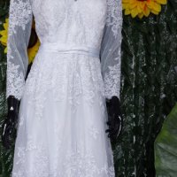 къса булчинска сватбена рокля с ръкави, снимка 14 - Сватбени рокли - 39215906
