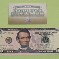 Банкноти $5 U.S 2-Sided * Genuine Legal Tender COLORIZED (day and night version), снимка 4 - Нумизматика и бонистика - 32461332