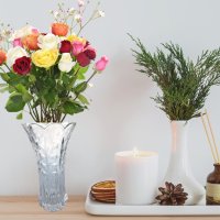 🌹 Стъклена ваза с флорален мотив, снимка 2 - Вази - 43092432
