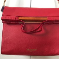 Дамска чанта корал червена и лилаво ретро стил дълга дръжка , снимка 3 - Чанти - 40397251
