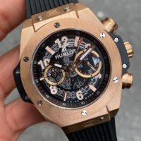 Мъжки часовник Hublot Big Bang Unico King Gold с кварцов механизъм, снимка 3 - Луксозни - 36715118