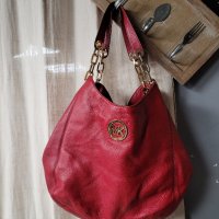 MICHAEL Michael Kors

 естествена кожа червена чанта,ТРИ прегради , снимка 7 - Чанти - 43118730