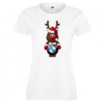 Дамска тениска BMW Christmas Reindeer, снимка 3 - Тениски - 32835858