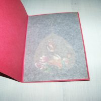 Ръчно рисувана картичка върху листо от дървото Бодхи, Индия 1, снимка 3 - Други ценни предмети - 35593571