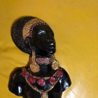 Африкански фигури женски бюст, полирезин, снимка 3 - Декорация за дома - 39758975
