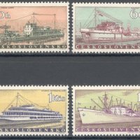 Чехословакия, 1960 г. - пълна серия чисти марки, кораби, 2*4, снимка 1 - Филателия - 43334579