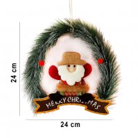 1228 Коледен венец с надпис Merry Christmas и коледна фигура 24cm, снимка 3 - Декорация за дома - 26833026