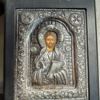 Сребърна гръцка икона, снимка 2 - Антикварни и старинни предмети - 36448614
