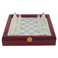  Шах стъкло в дървена кутия, снимка 2 - Шах и табла - 28017015