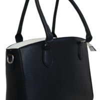 Елегантна дмаска чанта от кожа в черен цвят , снимка 6 - Чанти - 43477560