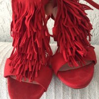 Червени интересни обувки, снимка 3 - Дамски елегантни обувки - 32445010