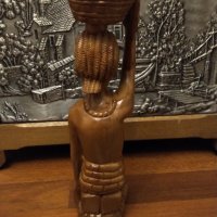 Африканска масивна дървена статуетка ръчна изработка , снимка 5 - Статуетки - 32723000
