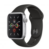 APPLE WATCH SILVER ALUMINUM CASE WITH BLACK SPORT BAND 40MM SERIES 5, снимка 3 - Apple iPhone - 26666988