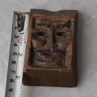 Дървена маска дърворезба  стара с подпис, снимка 6 - Други - 40211685