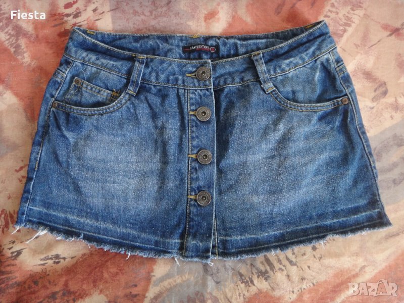 Дънкова пола отпред с копчета, снимка 1