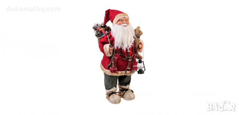 Коледна реалистична фигура Дядо Коледа, Червено палто и фенер, Automat 60см , снимка 1