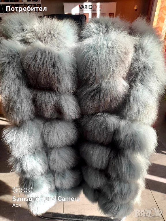 Дълъг елек с качулка естествен косъм, снимка 1