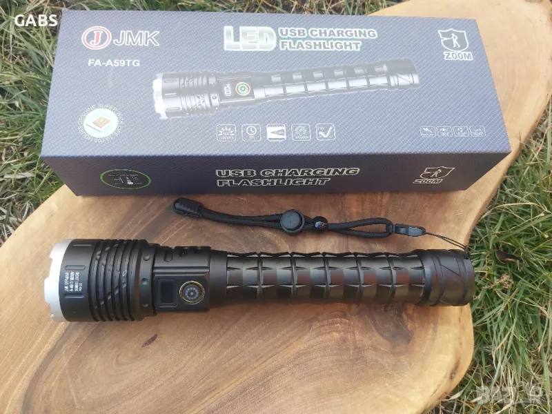 Мощен LED фенер JMK голям,USB зареждане с дисплей за заряда на батерията, снимка 1
