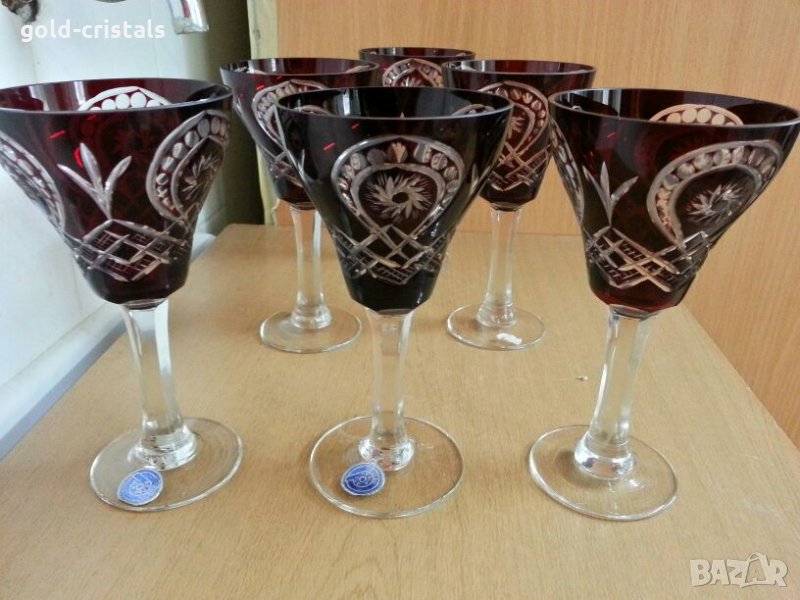 кристални чаши цветен червен кристал , снимка 1