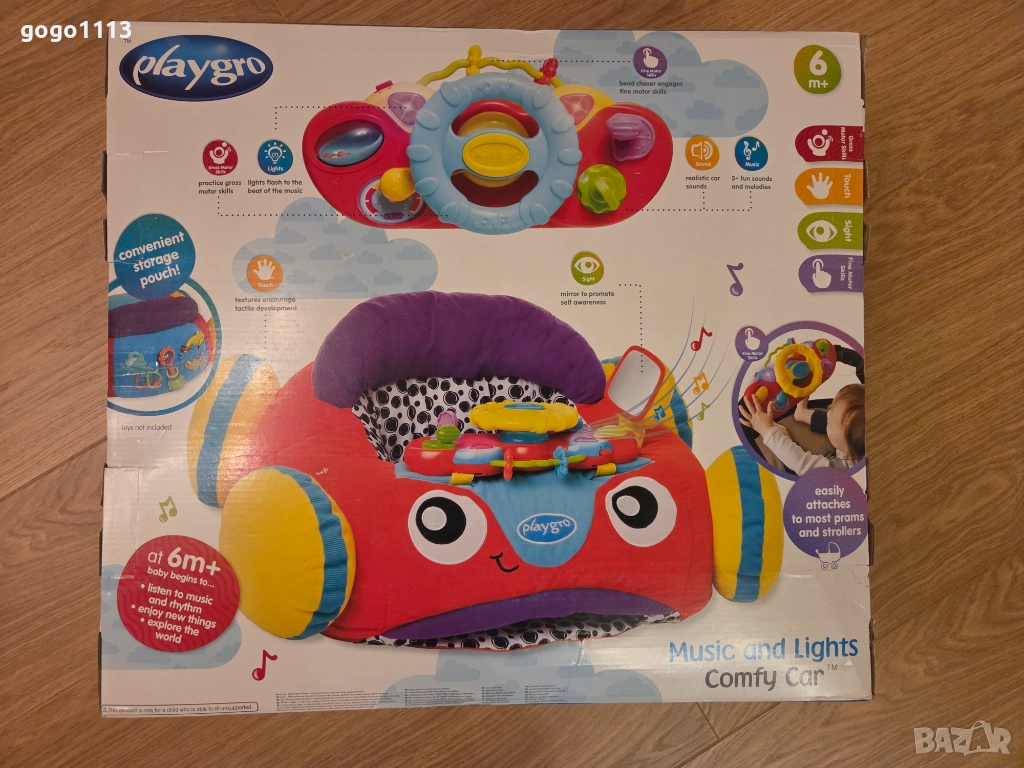 Playgro Игрален център със светлини и звуци ПЛЮШЕНА КОЛА, снимка 1