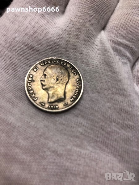 Сребърна монета Гърция 1 драхма 1910, снимка 1