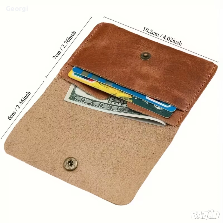 Мек ръчно изработен портфейл от естествена телешка кожа., снимка 1