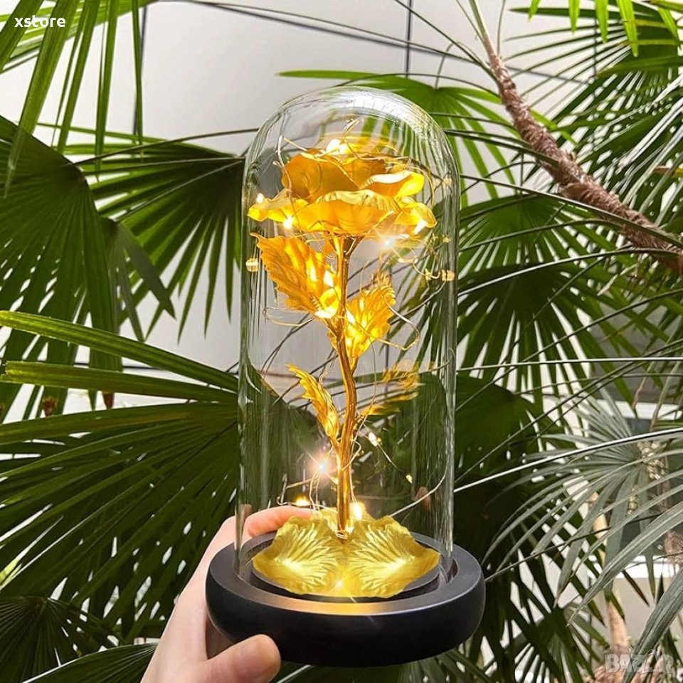 Вечна роза в стъкленица с LED светлина , снимка 1