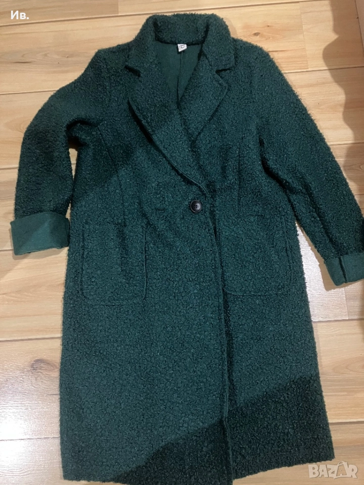 Тъмно зелено дълго палто, снимка 1