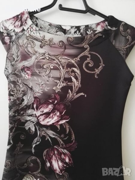 Черна рокля с флорални мотиви , снимка 1