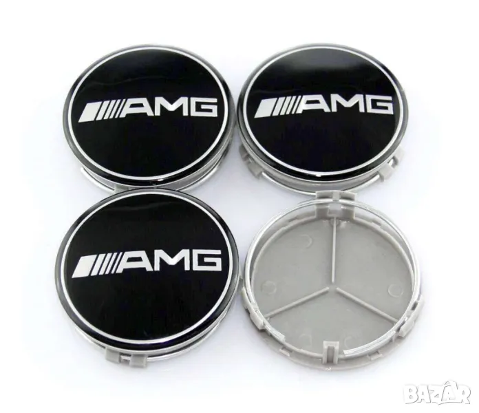 Комплект черни капачки за джанти Mercedes-Benz AMG – 75мм, снимка 1
