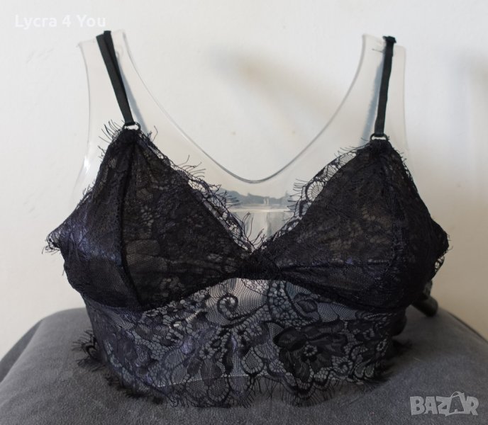 Дантелено черно бюстие с меки чашки, снимка 1